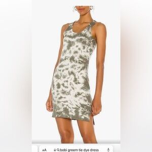 Green tie dye cotton midi dress